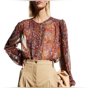 JOHNNY WAS Epsilon Paisley Peasant Top Multicolor Size S